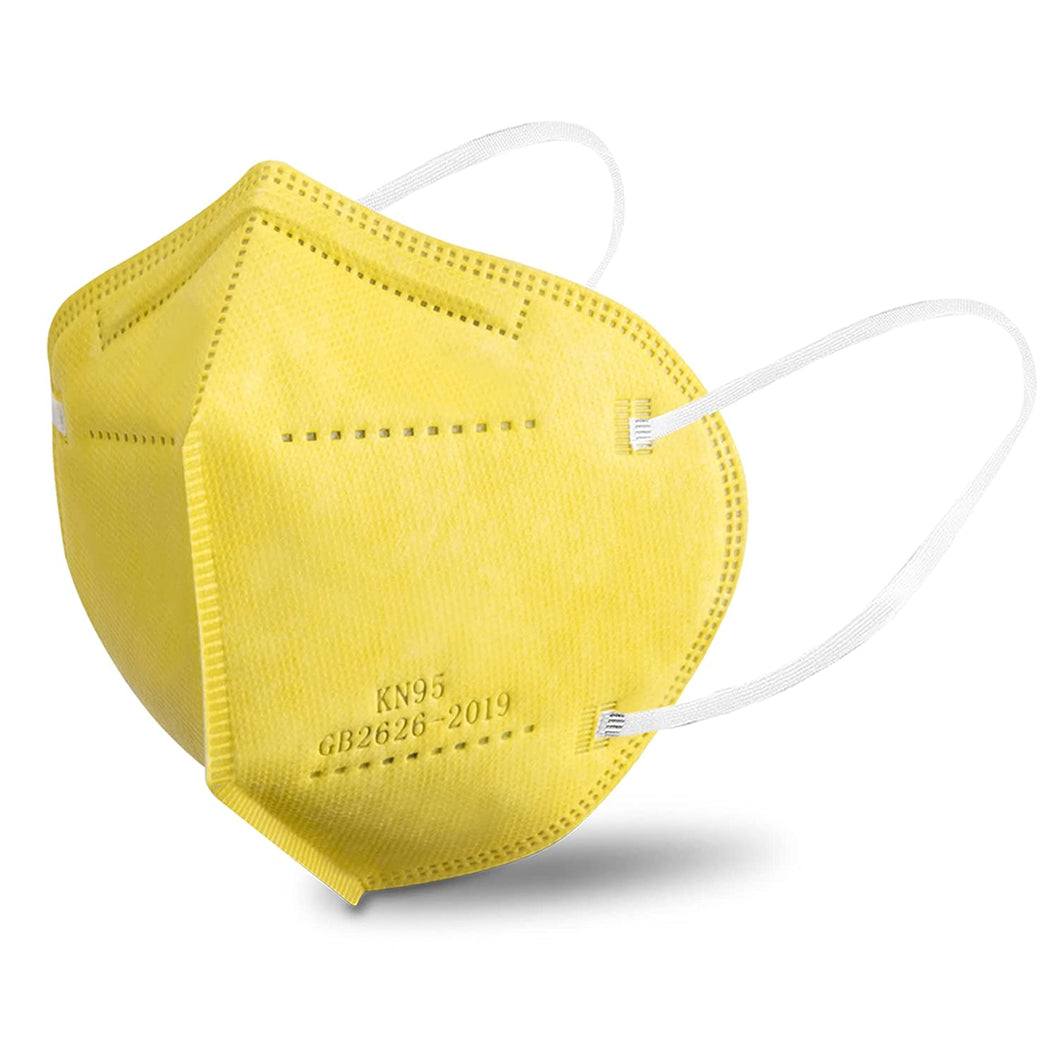 akgk KN95 Face Mask 50 PCS, Breathable Protection Masks, 5-Ply KN95 Yellow Masks, Cup Dust Safety Masks