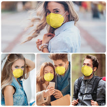 Load image into Gallery viewer, akgk KN95 Face Mask 50 PCS, Breathable Protection Masks, 5-Ply KN95 Yellow Masks, Cup Dust Safety Masks
