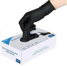 Load image into Gallery viewer, akgk Nitrile Gloves, 100 Pcs Disposable Black Nitrile Gloves 4 Mil Large, Cleaning Gloves for Cooking, Household &amp; More, Powder-Free, Latex-Free
