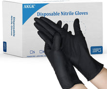 Load image into Gallery viewer, akgk Nitrile Gloves, 100 Pcs Disposable Black Nitrile Gloves 4 Mil X-Large, Cleaning Gloves for Cooking, Household &amp; More, Powder-Free, Latex-Free
