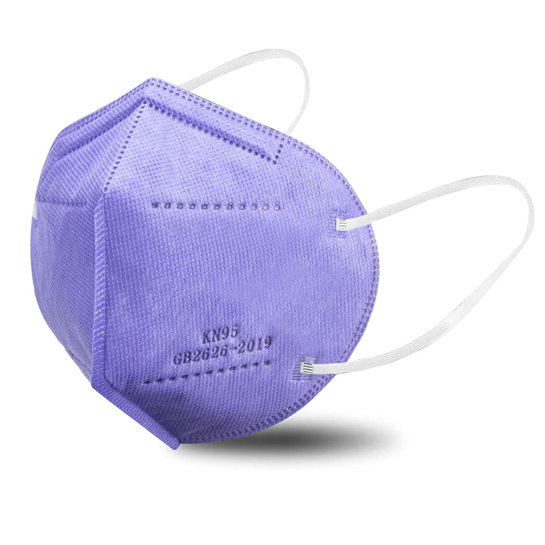 akgk KN95 Face Mask 50 PCS, Breathable Protection Masks, 5-Ply KN95 Purple Masks, Cup Dust Safety Masks