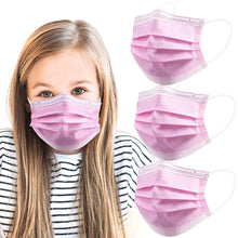 Load image into Gallery viewer, akgk Kids Disposable Face Mask Protective Childrens Pink Safety Masks 100PCS
