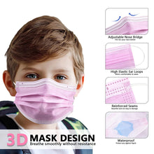 Load image into Gallery viewer, akgk Kids Disposable Face Mask Protective Childrens Pink Safety Masks 100PCS
