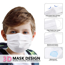 Load image into Gallery viewer, akgk Kids Disposable Face Mask Protective Childrens White Safety Masks 100PCS
