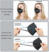 Load image into Gallery viewer, akgk KN95 Face Mask 50 PCS, Breathable Protection Masks, Individually Wrapped, 5-Ply KN95 Black Masks, Cup Dust Safety Masks
