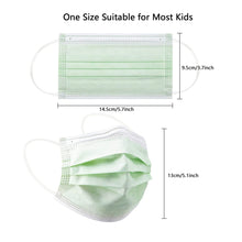 Load image into Gallery viewer, akgk Kids Disposable Face Mask Protective Childrens Green Safety Masks 100PCS
